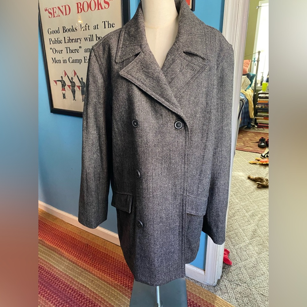 Merona grey tweed peacoat large